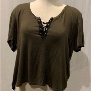 Rags to riches olive green tshirt